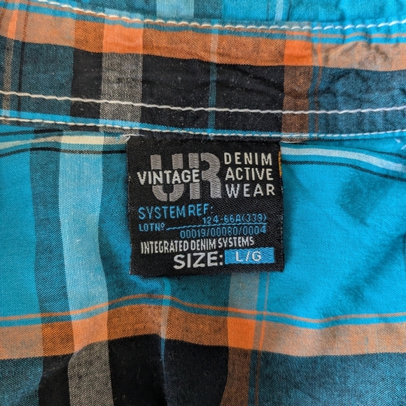 Vintage Men's Blue Plaid Short Sleeve Shirt. Size L. - Picture 6 of 6